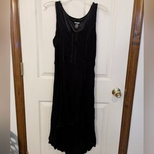 Black Crepe Chiffon Tie-Back Hi-Low Dress